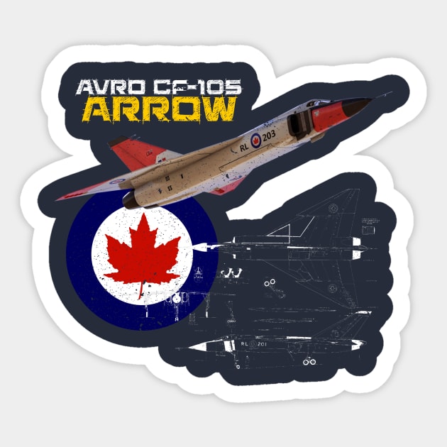Canadian Avro CF-105 Arrow (dark) Sticker by NorthAngle